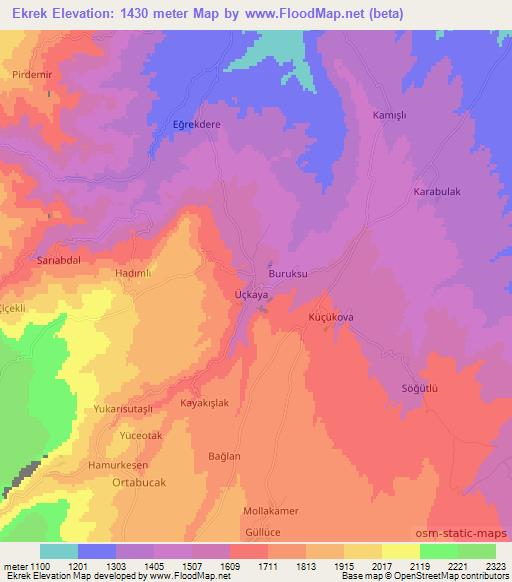 Ekrek,Turkey Elevation Map