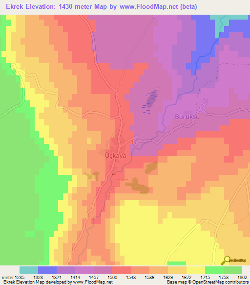 Ekrek,Turkey Elevation Map