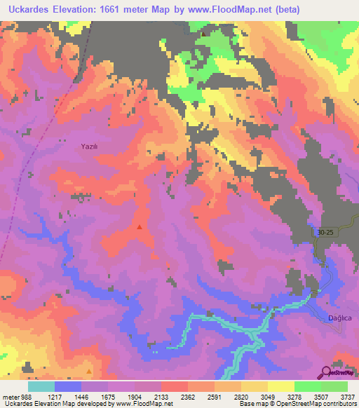 Uckardes,Turkey Elevation Map