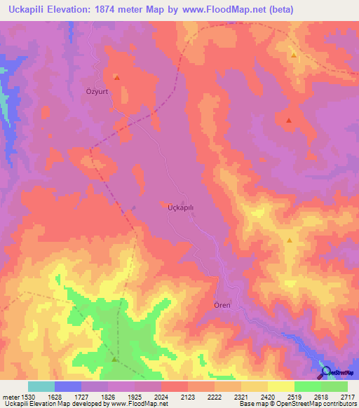 Uckapili,Turkey Elevation Map