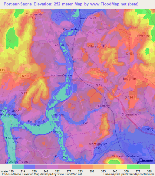 Port-sur-Saone,France Elevation Map