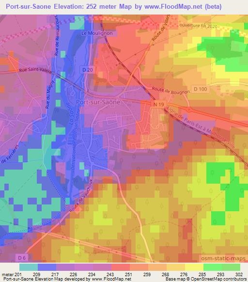 Port-sur-Saone,France Elevation Map