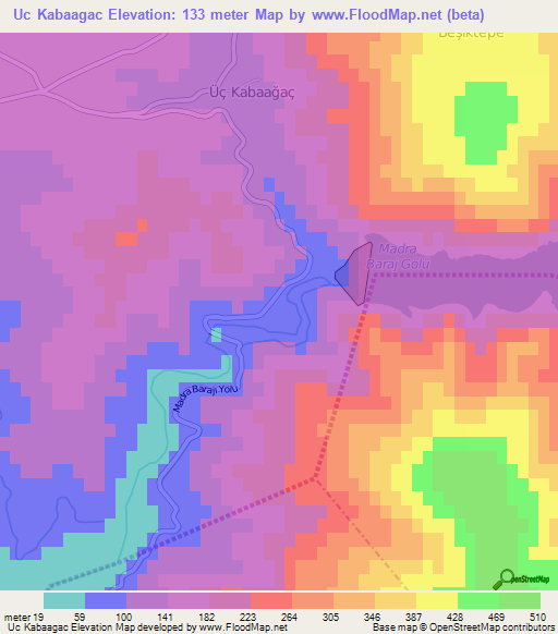 Uc Kabaagac,Turkey Elevation Map