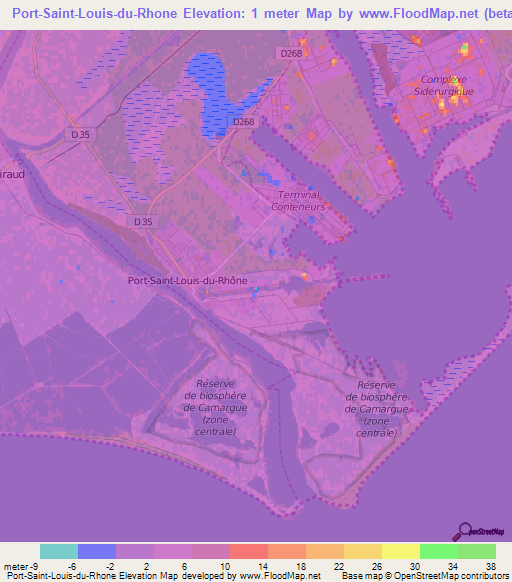 Port-Saint-Louis-du-Rhone,France Elevation Map