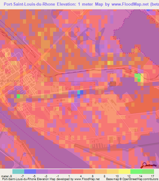 Port-Saint-Louis-du-Rhone,France Elevation Map