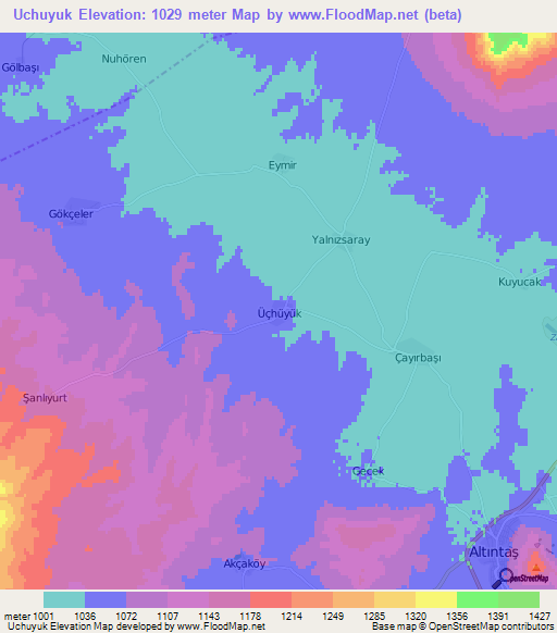 Uchuyuk,Turkey Elevation Map