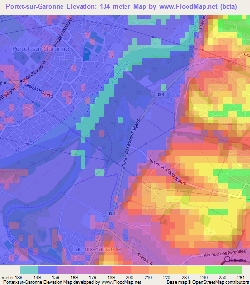 Portet-sur-Garonne,France Elevation Map