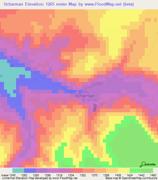 Ucharman,Turkey Elevation Map