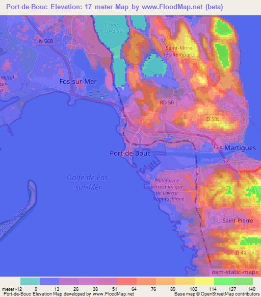 Port-de-Bouc,France Elevation Map