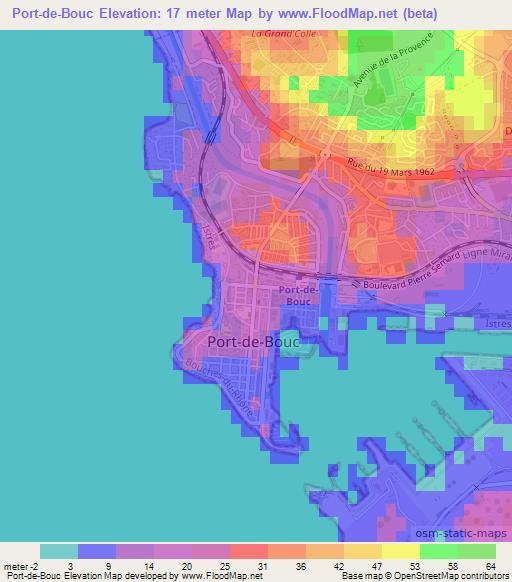 Port-de-Bouc,France Elevation Map