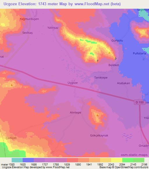 Ucgoze,Turkey Elevation Map