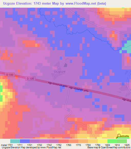 Ucgoze,Turkey Elevation Map