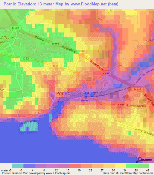 Pornic,France Elevation Map