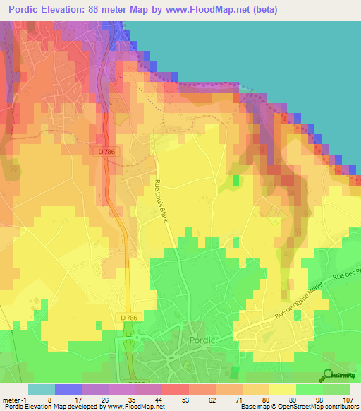 Pordic,France Elevation Map