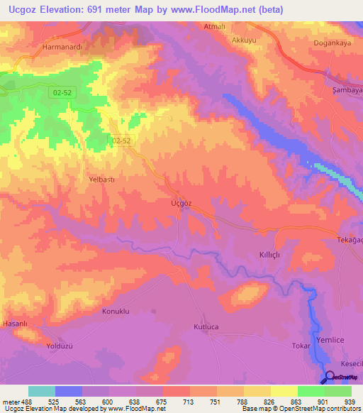 Ucgoz,Turkey Elevation Map