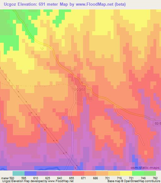 Ucgoz,Turkey Elevation Map