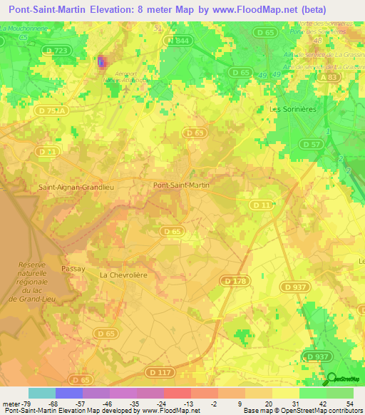 Pont-Saint-Martin,France Elevation Map