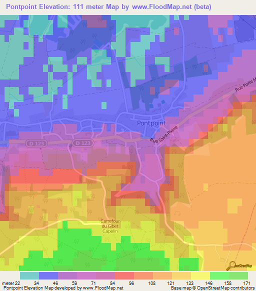 Pontpoint,France Elevation Map