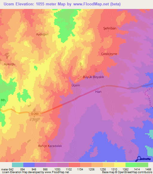 Ucem,Turkey Elevation Map