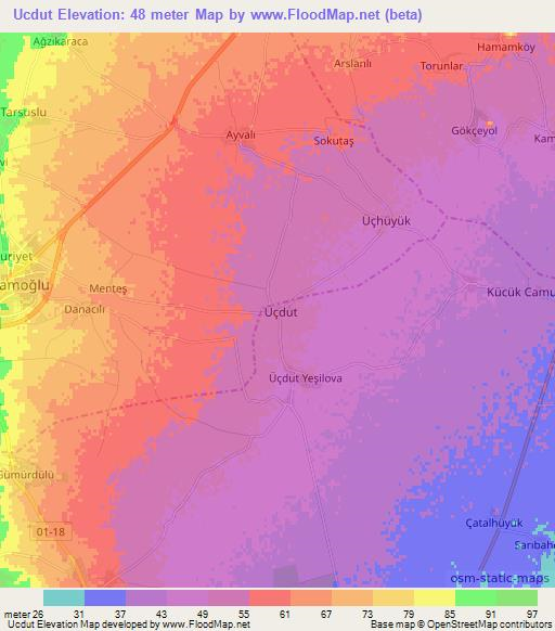 Ucdut,Turkey Elevation Map