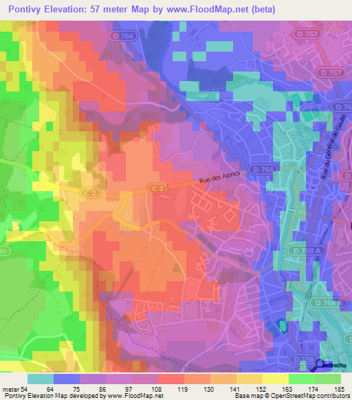 Pontivy,France Elevation Map