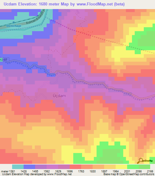 Ucdam,Turkey Elevation Map