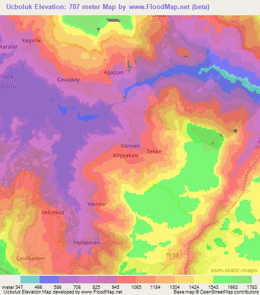 Ucboluk,Turkey Elevation Map