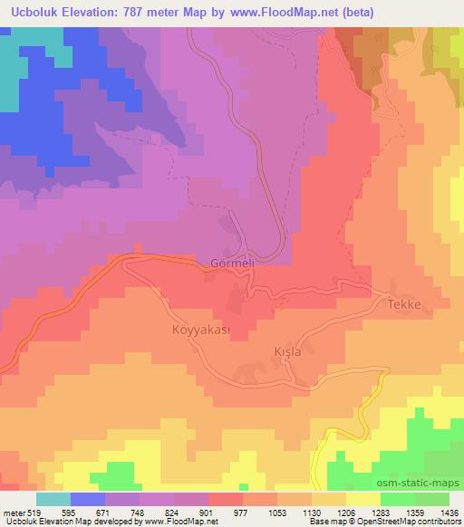 Ucboluk,Turkey Elevation Map