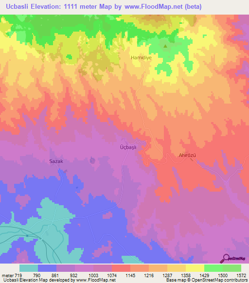 Ucbasli,Turkey Elevation Map