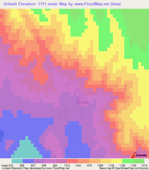 Ucbasli,Turkey Elevation Map