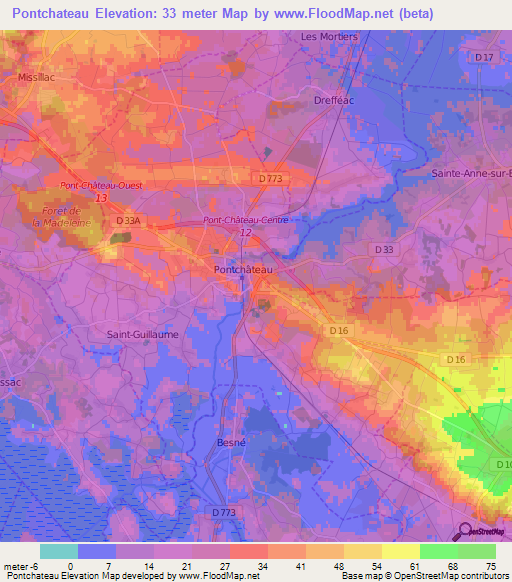 Pontchateau,France Elevation Map