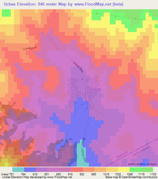 Ucbas,Turkey Elevation Map