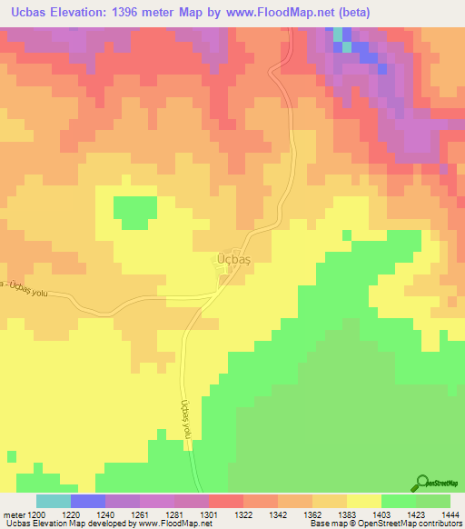 Ucbas,Turkey Elevation Map