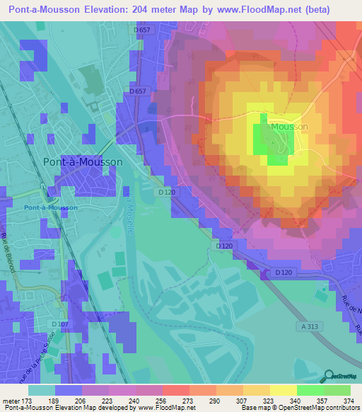 Pont-a-Mousson,France Elevation Map