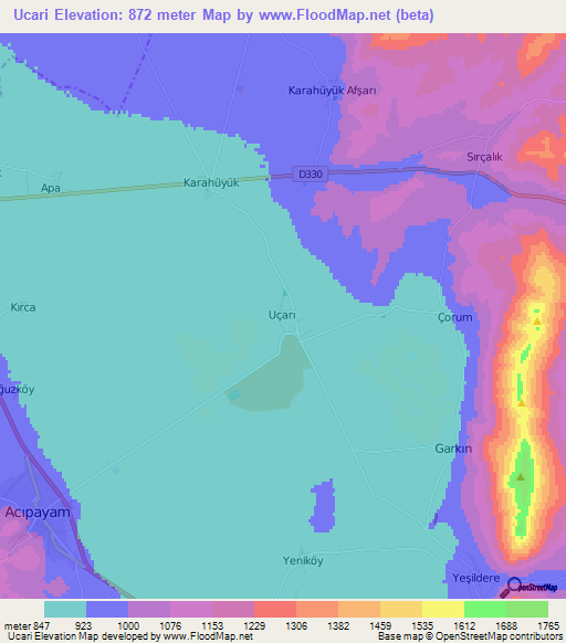 Ucari,Turkey Elevation Map