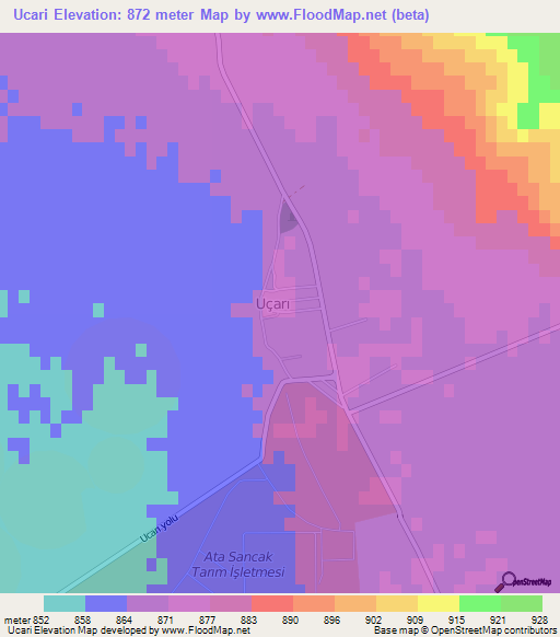 Ucari,Turkey Elevation Map