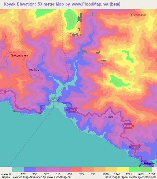 Koyak,Turkey Elevation Map