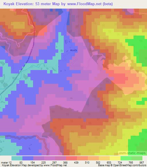 Koyak,Turkey Elevation Map