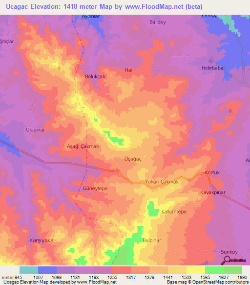 Ucagac,Turkey Elevation Map