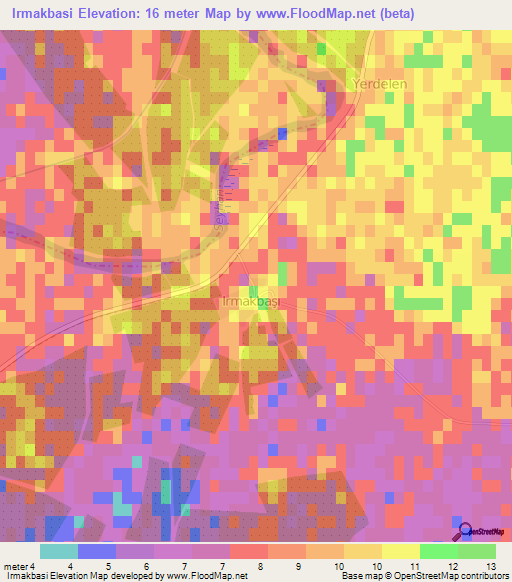 Irmakbasi,Turkey Elevation Map