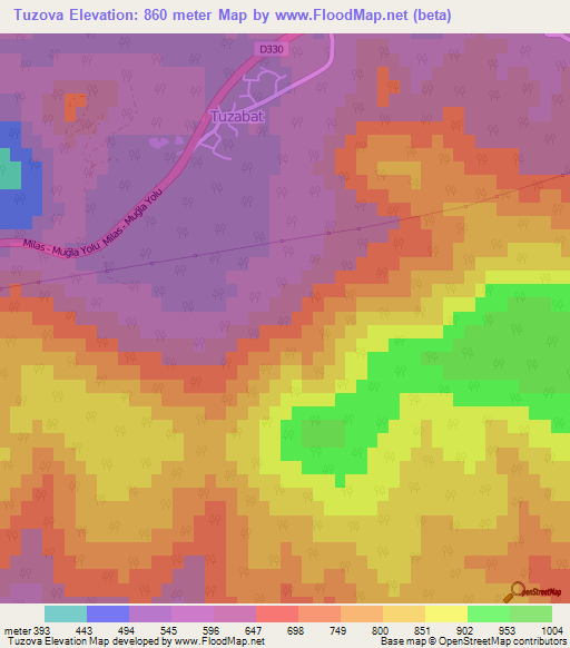 Tuzova,Turkey Elevation Map