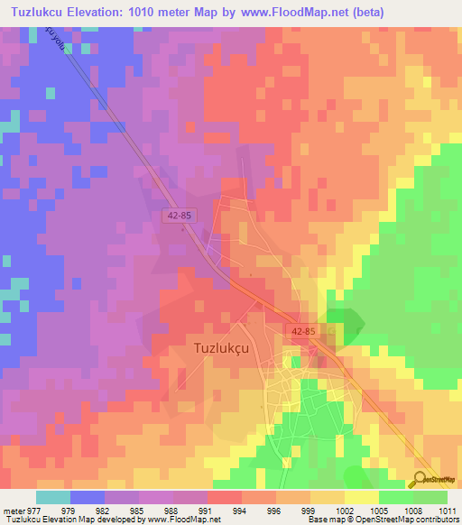 Tuzlukcu,Turkey Elevation Map