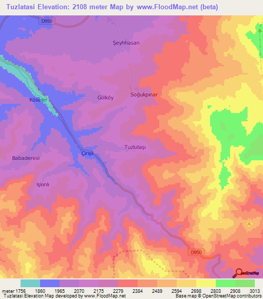 Tuzlatasi,Turkey Elevation Map