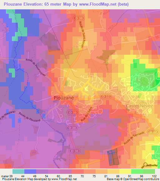 Plouzane,France Elevation Map