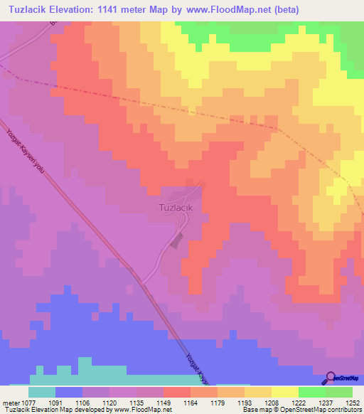 Tuzlacik,Turkey Elevation Map