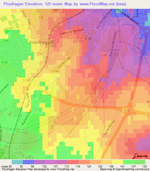 Ploufragan,France Elevation Map