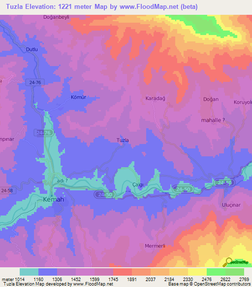 Tuzla,Turkey Elevation Map