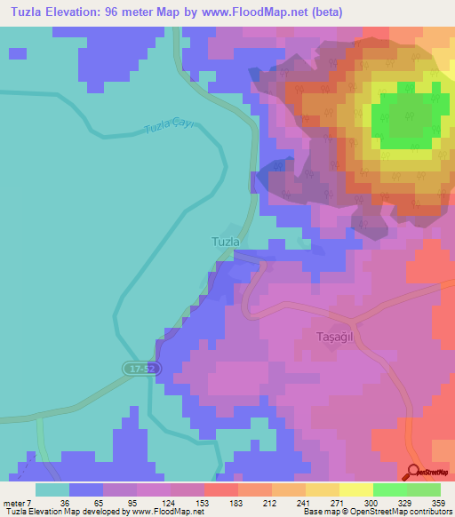 Tuzla,Turkey Elevation Map