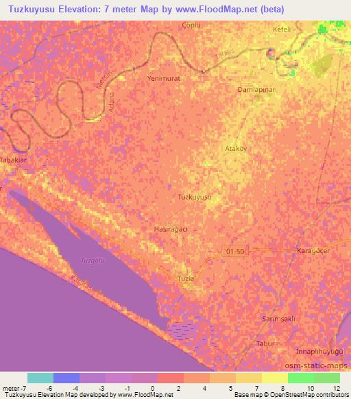 Tuzkuyusu,Turkey Elevation Map