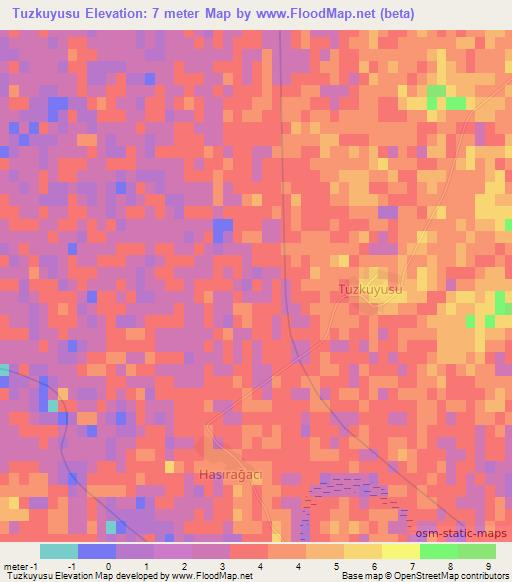 Tuzkuyusu,Turkey Elevation Map